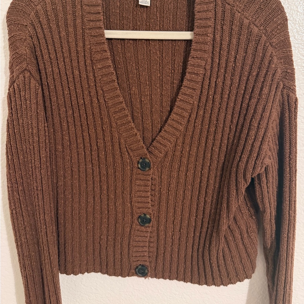 American Eagle Outfitters Brown Ribbed Cropped longsleeve